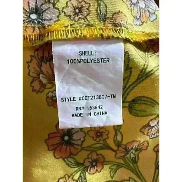 Melloday Boho Colorful Floral Tunic with tie neck Sz L - Picture 9 of 10